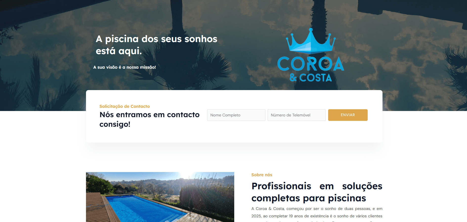 Screenshot do website Coroa & Costa